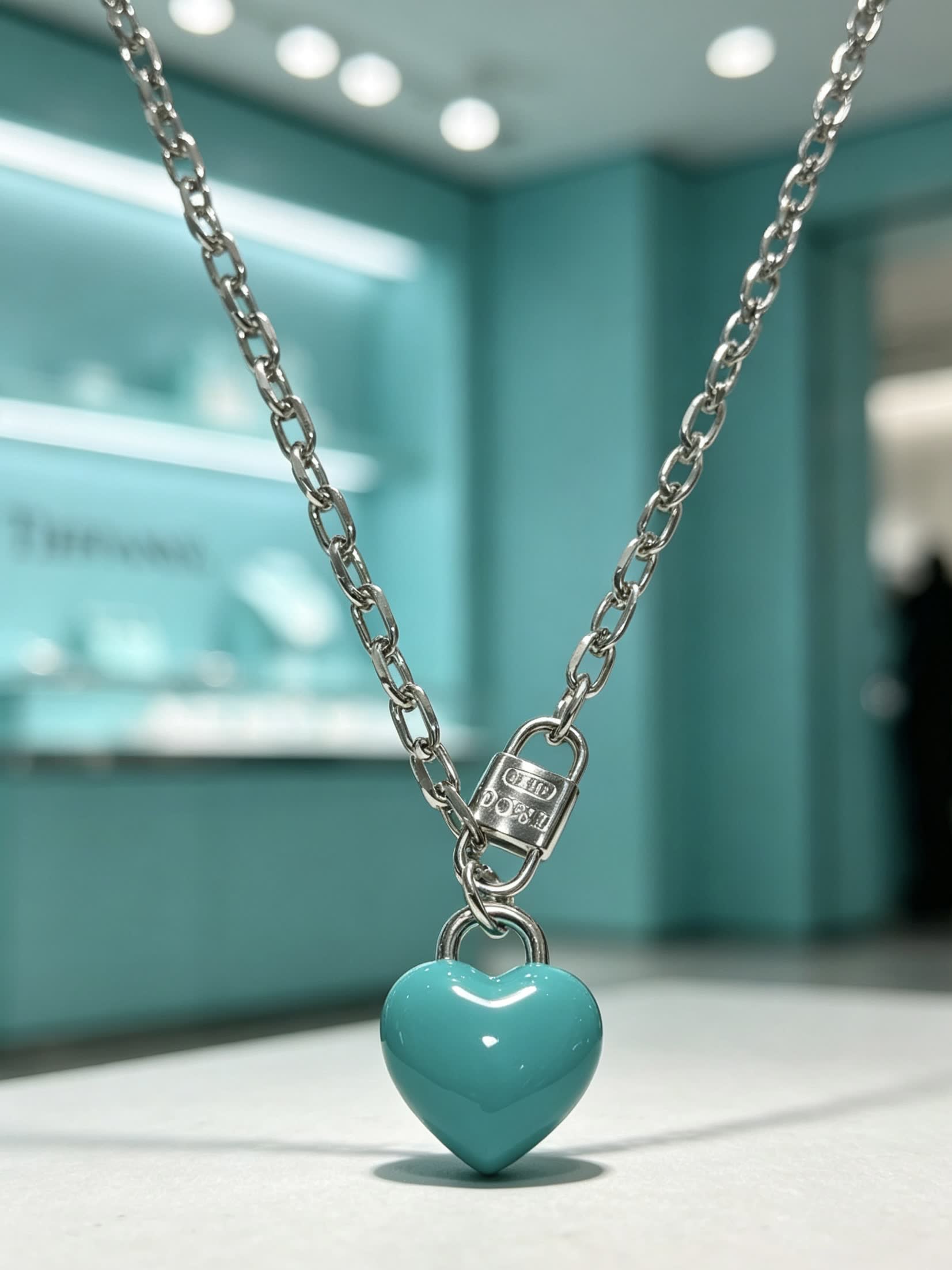 Tiffany & Co. Blue Heart Lock Necklace